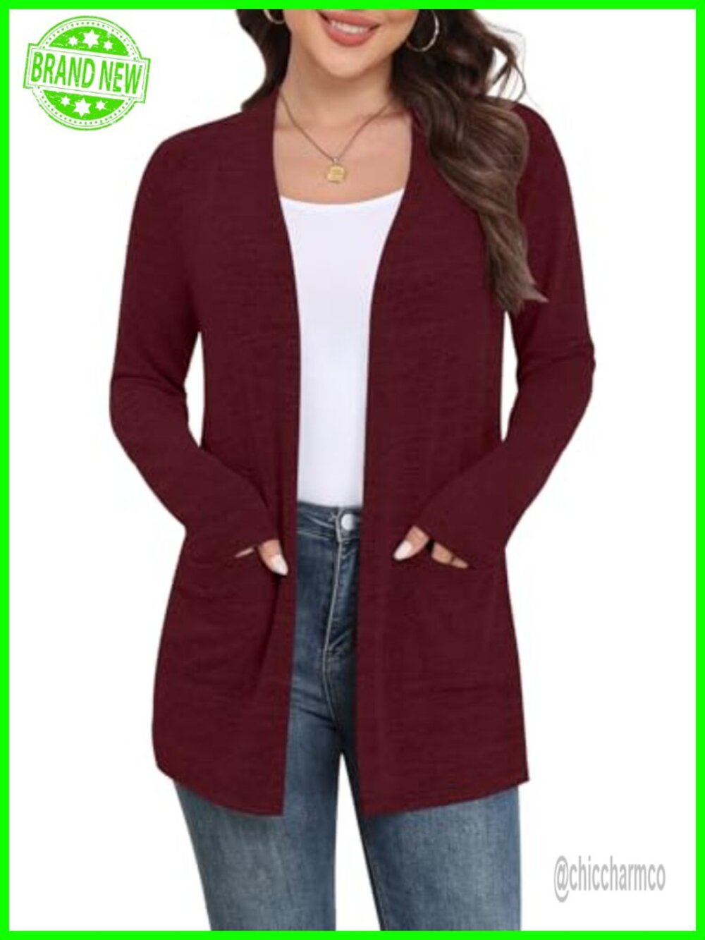 Women Lightweight Open Front Cardigan Long Sleeve Pockets